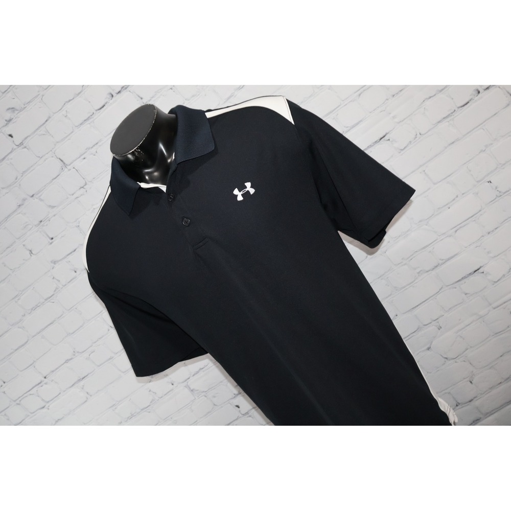 Under Armour Golf Polo Men 2XL Black Loose HeatGear Performance Polyester